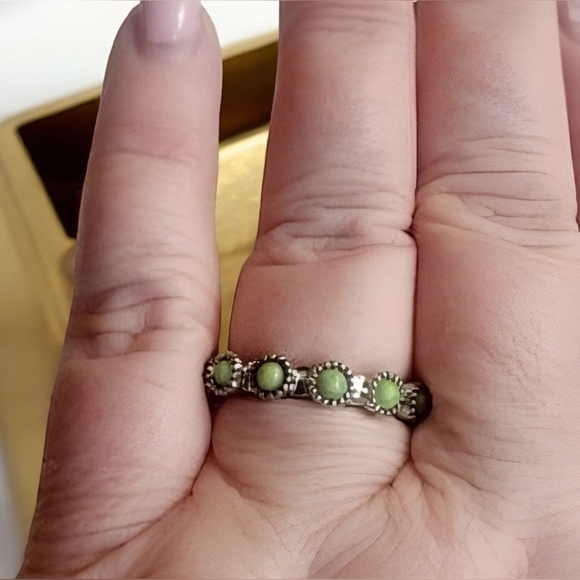Womens Jewelry Boho Silver Turqouise Green Ring - Picture 2 of 7